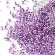 TOHO Round Seed Beads, Japanese Seed Beads, (936) Inside Color Dark Lilac Lined, 8/0, 3mm, Hole: 1mm, about 10000pcs/pound(SEED-TR08-0936)