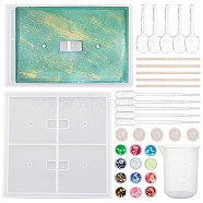 DIY Light Switch Cover Silicone Molds Kits, Including Wooden Craft Sticks, Plastic Transfer Pipettes, Latex Finger Cots, Plastic Spoons, Plastic Measuring Cup, White, 127x82x7mm, Hole: 4mm, Inner Diameter: 10x24.5mm, 117x117x7mm, Hole: 4mm, Inner Diameter: 10x24.5mm, 1set(DIY-OC0003-40)
