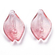 Transparent Glass Pendants, Petaline, Indian Red, 18.5x12x4mm, Hole: 1.2mm(GLAA-H102-C01)