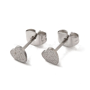 304 Stainless Steel Haart Stud Earrings for Women, Stainless Steel Color, 5x5mm, Pin: 0.8mm(EJEW-K243-02P)