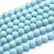 Natural Magnesite Beads Strands, Dyed & Heated, Round, 10mm, Hole: 1mm, about 40pcs/strand, 15.7 inch(40cm)(TURQ-G148-07-10mm)