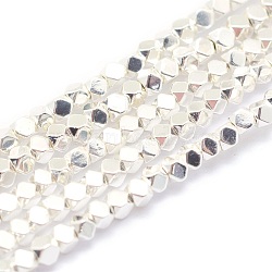 Electroplate Non-magnetic Synthetic Hematite Beads Strands, Grade AA, Long-Lasting Plated, Faceted, Cube, Silver Plated, 2x2x2mm, Hole: 0.5mm, about 198pcs/strand, 15.7 inch(40cm)(G-L485-10A-S)