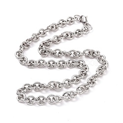 Non-Tarnish 304 Stainless Steel Rolo Chains Necklaces, with Lobster Claw Clasps, Stainless Steel Color, 19.65 inch(49.9cm)(X-NJEW-F297-02P)