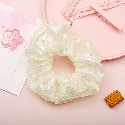 Satin Elastic Hair Accessories, for Girls or Women, Scrunchie/Scrunchy Hair Ties, Light Goldenrod Yellow, 50mm, Inner Diameter: 25mm(PW-WG82080-02)