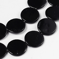 Shell Beads Strands, Spray Painted, Flat Round, Black, about 17mm in diameter, 3mm thick, hole: 1mm, about 22pcs/strand(PBB-XXBK028Y-14)