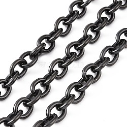 304 Stainless Steel Rolo Chains, Unwelded, Electrophoresis Black, 8mm, Links: 10.5x8x2mm(CHS-L020-040EB)
