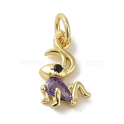 Brass Micro Pave Clear Cubic Zirconia Pendants, Real 18K Gold Plated, Dog, Real 18K Gold Plated, 13x8x3mm, Hole: 3.2mm(KK-R162-010G)