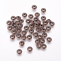 Tibetan Style Alloy Spacer Beads, Bicone, Red Copper, Cadmium Free & Nickel Free & Lead Free, 6.5x6mm, Hole: 2mm(RLF0725Y-NF)