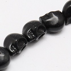 Synthetic Turquoise Beads Strands, Dyed, Skull, Black, 30x23x29mm, Hole: 1mm, about 40pcs/1000g(TURQ-G113-23x30mm-09)