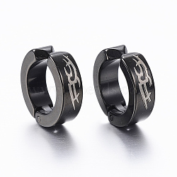304 Stainless Steel Clip-on Earrings, Hypoallergenic Earrings, Gunmetal, 13x4mm(EJEW-H351-11B)