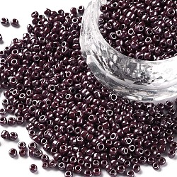 Glass Seed Beads, Opaque Colors Lustered, Round, Indian Red, 2mm, Hole: 1mm, about 30000pcs/pound(SEED-A012-2mm-126)