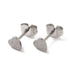 Non-Tarnish 304 Stainless Steel Haart Stud Earrings for Women, Stainless Steel Color, 5x5mm, Pin: 0.8mm(EJEW-K243-02P)