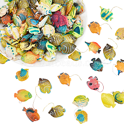 100Pcs Plastic Toy, Floating Fish, Children Bathing Toys, Mixed Color, 17~23x24~36x6~11mm(KY-GA0001-23)