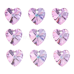 20Pcs Electroplate Glass Charms, Faceted, Heart, Medium Orchid, 14x14x8mm, Hole: 1.6mm(GLAA-CJ0001-28)