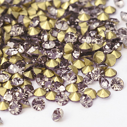 Back Plated Grade A Diamond Glass Pointed Rhinestone, Black Diamond, 1.7~1.8mm, about 1440pcs/bag(RGLA-SS5-003)