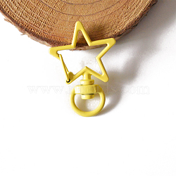 Spray Painted Alloy Swivel Snap Hooks Clasps, Star, Yellow, 3.4cm(KEYC-PW0001-01G)