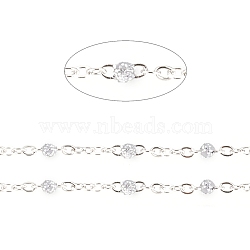 304 Stainless Steel Handmade Beaded Chain, Cable Chains, with Enamel and Glitter Powder, Long-Lasting Plated, Unwelded, Flat Oval, Light Grey, 1.5x1x0.2mm, Bead: 1.5mm(X-CHS-G015-01P-B08)
