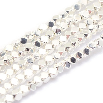Electroplate Non-magnetic Synthetic Hematite Beads Strands, Grade AA, Long-Lasting Plated, Faceted, Cube, Silver Plated, 2x2x2mm, Hole: 0.5mm, about 198pcs/strand, 15.7 inch(40cm)