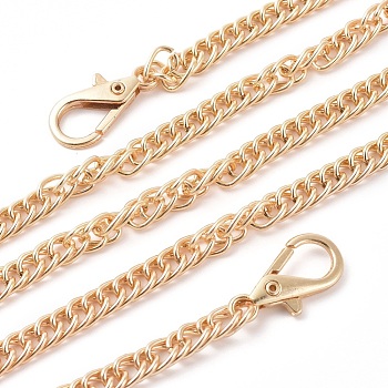 Bag Strap Chains, with Iron Curb Chains and Alloy Lobster Claw Clasps, for Bag Straps Replacement Accessories, Light Gold, 1200mm, Link: 10x7x1.3mm, Clasp: 28x14.5x4mm