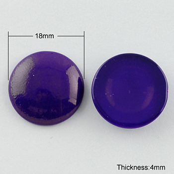 Painted Glass Cabochons, Half Round/Dome, Indigo, 18mm, 5mm(Range: 4.5~5.5mm) thick