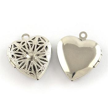 304 Stainless Steel Pendant Rhinestone Settings, Locket Pendants, Diffuser Pendants, Heart, Stainless Steel Color, 22.5x19x5.5mm, Hole: 1.5mm, Inner Measure: 11x14mm, Fit for 3mm rhinestone