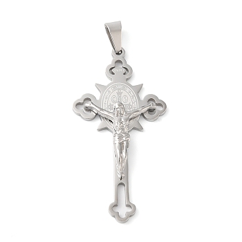 304 Stainless Steel Big Pendants, Crucifix Cross Charm, Stainless Steel Color, 56x28x6mm, Hole: 8x5mm