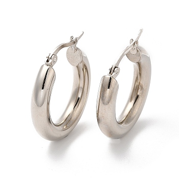 304 Stainless Steel Huggie Hoop Earrings for Women, Stainless Steel Color, 21.5x20x5mm