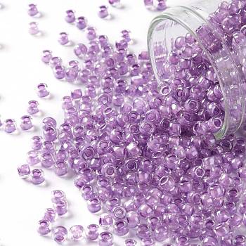 TOHO Round Seed Beads, Japanese Seed Beads, (936) Inside Color Dark Lilac Lined, 8/0, 3mm, Hole: 1mm, about 10000pcs/pound