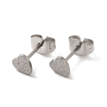 304 Stainless Steel Haart Stud Earrings for Women, Stainless Steel Color, 5x5mm, Pin: 0.8mm