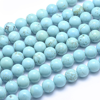 Natural Magnesite Beads Strands, Dyed & Heated, Round, 10mm, Hole: 1mm, about 40pcs/strand, 15.7 inch(40cm)