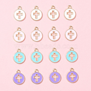 16Pcs 4 Colors Light Gold Plated Alloy Enamel Pendants(ENAM-FS0001-85)-7