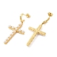ABS Imitation Pearl Cross Dangle Stud Earrings(EJEW-K248-18G)-2