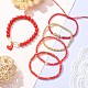 Ensemble de bracelets extensibles en perles de verre et de laiton de style 5pcs 5(BJEW-TA00298)-6