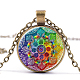 Flower of Life Glass Pendant Necklace(CHAK-PW0001-017B)-1