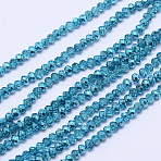 Faceted Rondelle Transparent Painted Glass Beads Strands, Deep Sky Blue, 3x2.5mm, Hole: 0.8mm, about 140~150pcs/strand, 11.8~12.8 inch(DGLA-J001-C10-2mm)