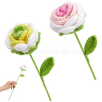 2Pcs 2 Colors Woolen Yarn Artificial Rose Flower, with Iron Wire, for Home Party Decor, Mixed Color, 410~420x60~64mm, 1pc/color(AJEW-GF0013-55A)