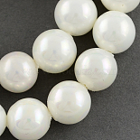 6mm White Round Shell Pearl Beads(X-BSHE-R146-6mm-02)