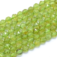 Natural Peridot Beads Strands, Faceted, Round, 4~4.5mm, Hole: 0.6mm, about 85pcs/strand, 15.16 inches(38.5cm)(G-I279-E17)