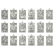 18Pcs 6 Styles Zinc Tibetan Style Alloy Pendants, Rectangle with Tarot Charm, Antique Silver, 23x14x1.5mm, Hole: 1.8mm, 3pcs/style(FIND-YW0004-70B)