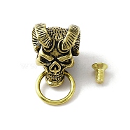 Brass Demon Skull Head Clasps for Bag Decorative, Retro Leather Craft Rivets, with Pull Ring & Screw, Antique Golden & Golden, Demon: 2x1.55x1.5cm(KK-WH0058-07)