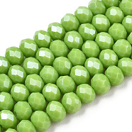 Electroplate Glass Beads Strands, Pearl Luster Plated, Faceted, Rondelle, Yellow Green, 3x2mm, Hole: 0.8mm, about 165~169pcs/strand, 15~16 inch(38~40cm)(EGLA-A034-P2mm-A28)