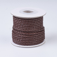 Braided Leather Cords, Round, Coconut Brown, 3mm, about 10yards/roll(WL-P002-03-A)