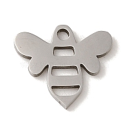 201 Stainless Steel Charms, Laser Cut, Bees Charm, Stainless Steel Color, 12.5x14x1mm, Hole: 1.5mm(STAS-E217-37P)