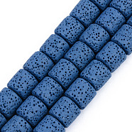 Synthetic Lava Rock Beads Strands, Dyed, Column, Blue, 10x10mm, Hole: 2mm, about 39pcs/strand, 15.35 inch(39cm)(G-S359-171H)