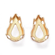 Flat Teardrop Brass Sew on Prong Settings, Claw Settings for Pointed Back Rhinestone, Golden, 8x5x0.4mm, Fit for 5x8mm cabochon(KK-N0084-A01-5x8G)