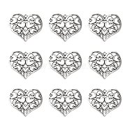 Valentines Unique Gifts for Boyfriends Alloy Pendants, Cadmium Free & Nickel Free & Lead Free, Heart, Antique Silver, 31x36.5x5mm, Hole: 2mm(PALLOY-A11-3231-AS-FF)