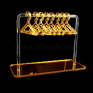 Acrylic Earrings Display Stands, Clothes Hangers Shaped Dangle Earring Organizer Holder, with 8Pcs Mini Hangers, Gold, 6x15x12cm(PAAG-PW0009-02A)