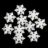 Acrylic Imitation Shell Beads, Snowflake, Snow, 31x27x8mm, Hole: 1mm(OACR-P023-02)