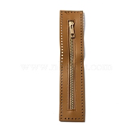 Alloy Zipper, with PU Leather Frame, for Crochet Purse Making, Rectangle, Camel, 270x55x2.5mm, Hole: 3x3mm(FIND-WH0111-162B)