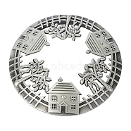 Zinc Alloy Cover, for Aromatherapy Candle, Round with House, Antique Silver, 81x14mm(PALLOY-WH0071-64AS)